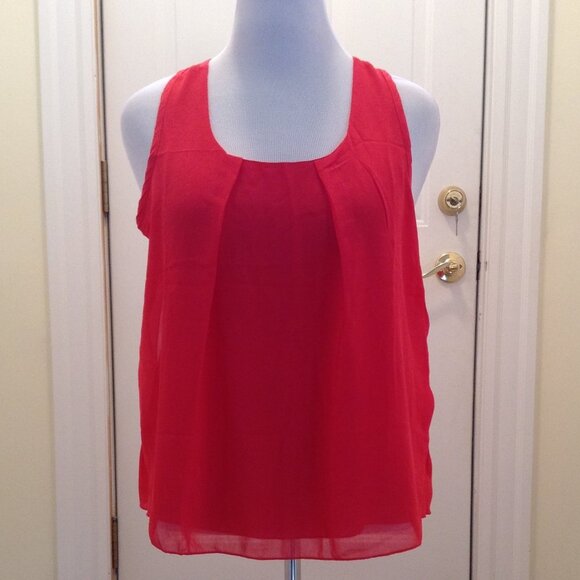 no brand Tops - Reddish orange tank top somewhat sheer L